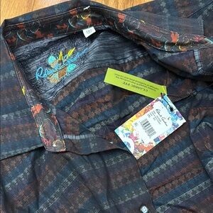 Robert Graham Blue and Brown Plaid Casual Shirt